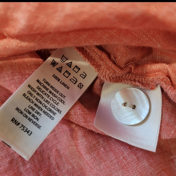 Tahari Linen Womens SZ. 1X Linen Popover top coral Beachy Boho lagenlook tunic - Picture 11 of 11